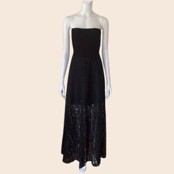 BEBE Witchy Goth Strapless Bandage Lace Maxi Dress Size Small - Picture 1 of 10